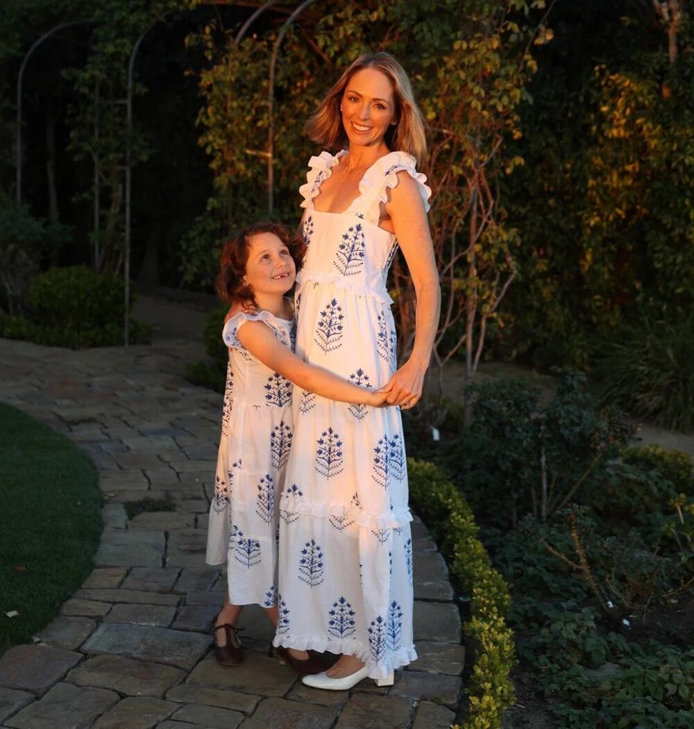 Jessica Johnson Los Angeles Tina Dress M Blue Palm Print Cotton